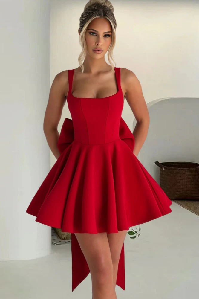 Detachable Bow Corset Mini Party Dress - Image 6