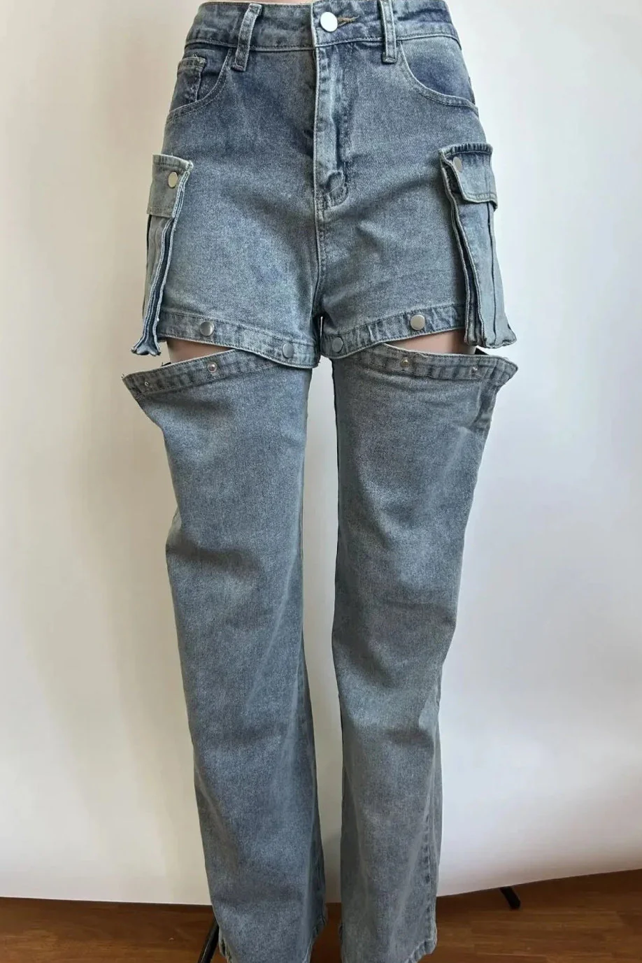 Detachable High Waist Wide Leg Jeans - Image 10