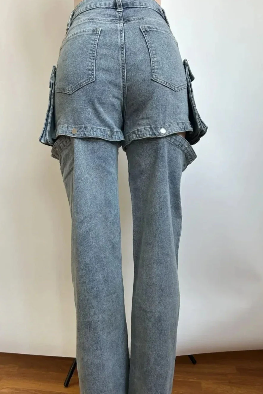 Detachable High Waist Wide Leg Jeans - Image 11