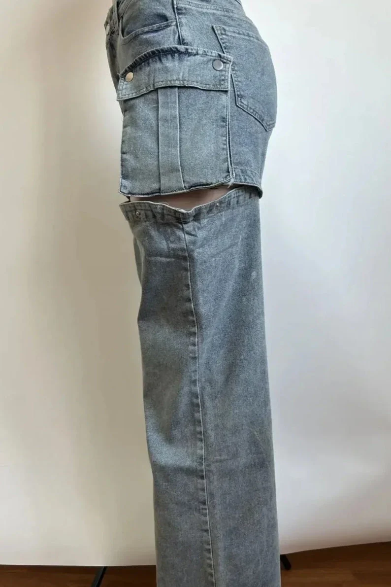 Detachable High Waist Wide Leg Jeans - Image 6