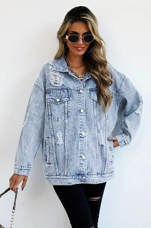 Distressed Utility Denim Jacket - Image 4