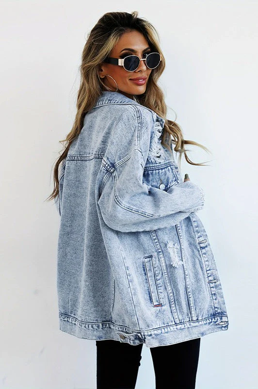 Distressed Utility Denim Jacket - Image 5