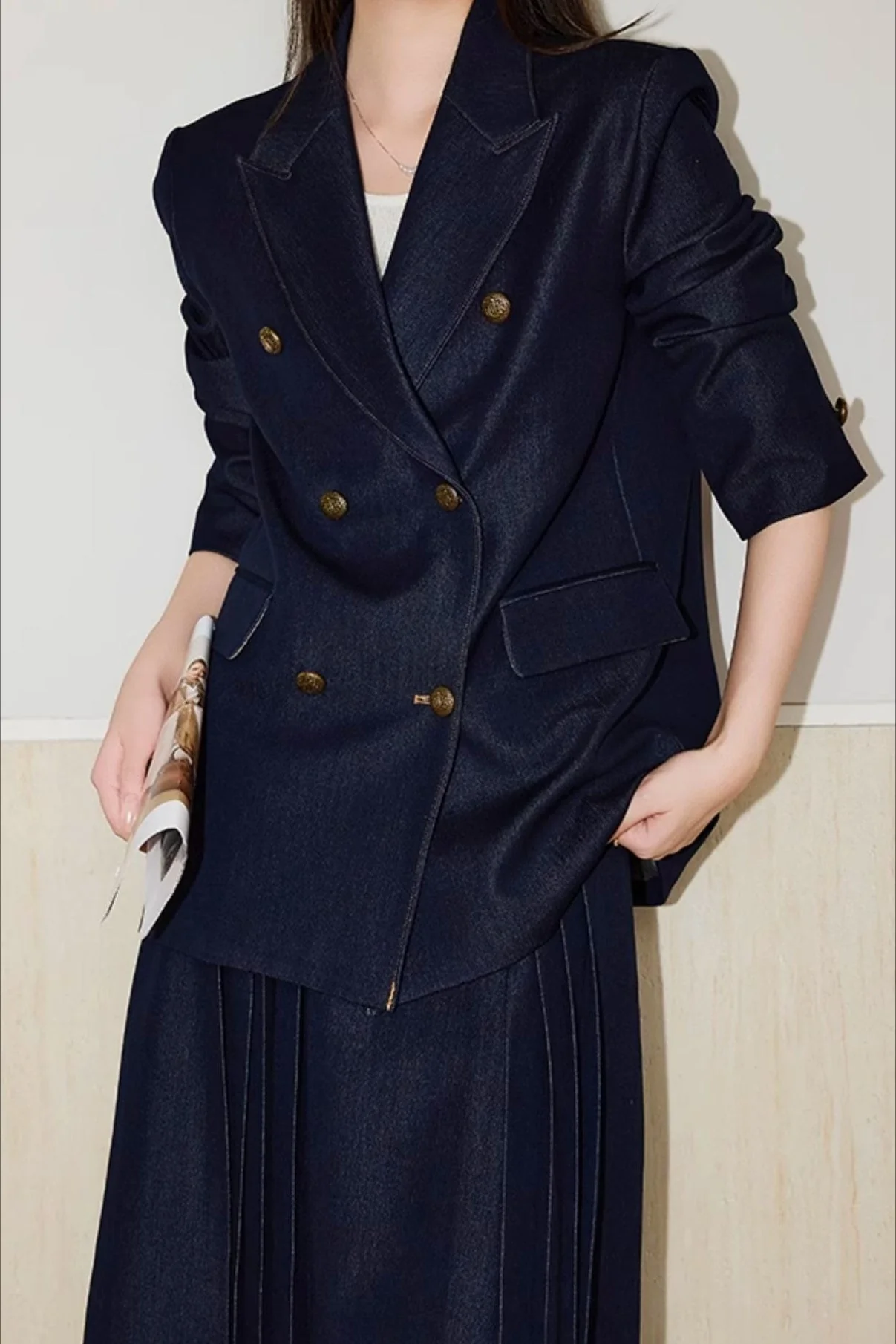 Double Breasted Twill Blazer - Image 3