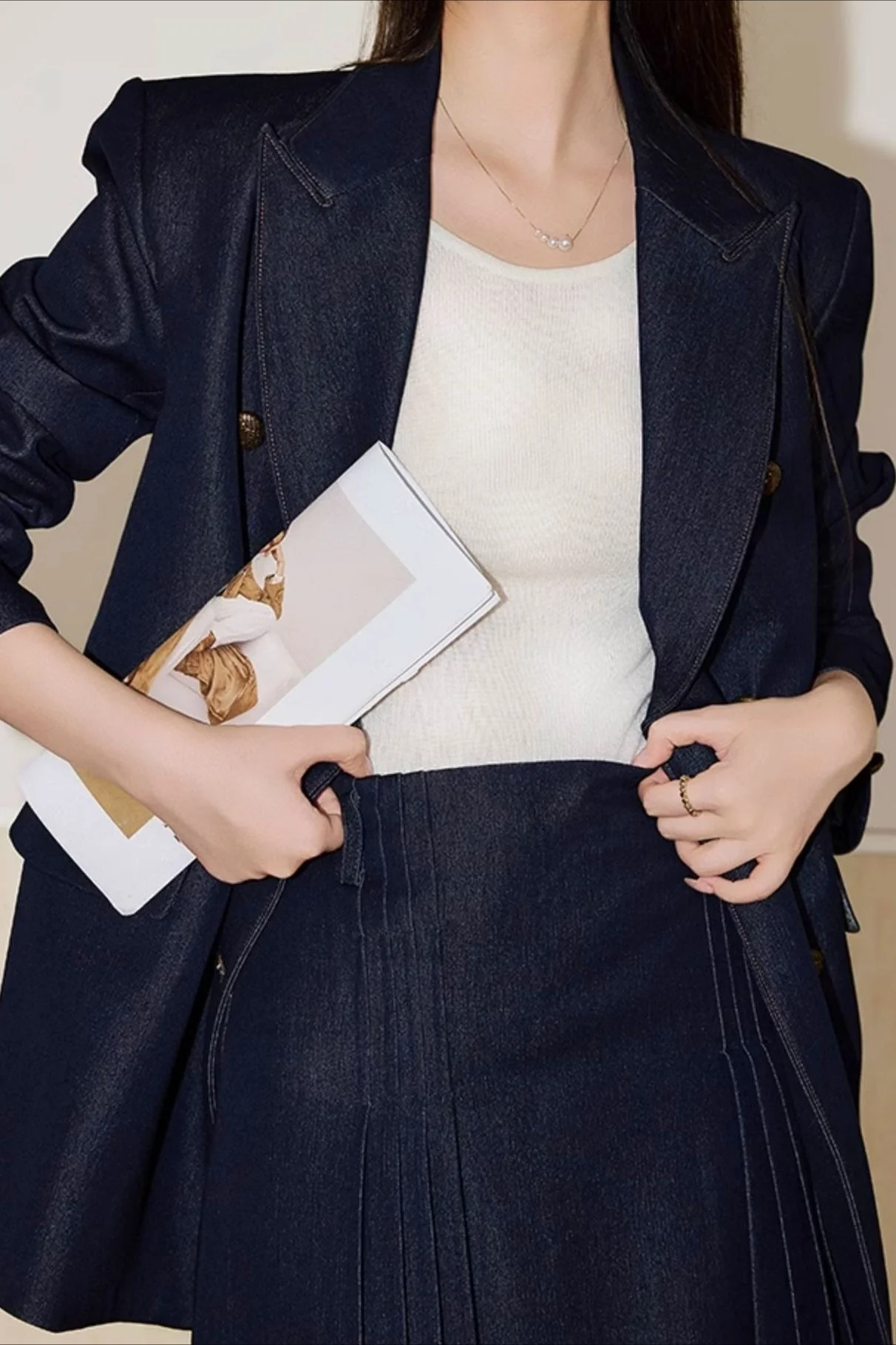 Double Breasted Twill Blazer - Image 5