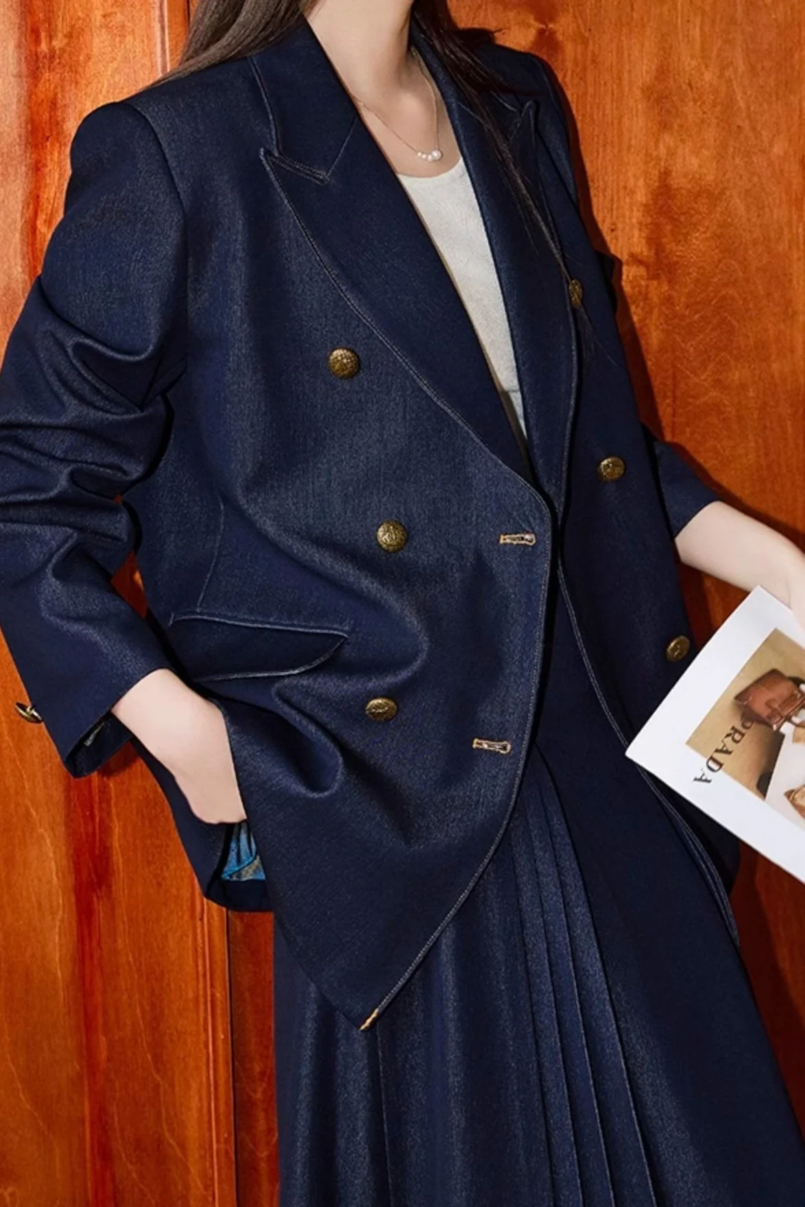 Double Breasted Twill Blazer - Image 6