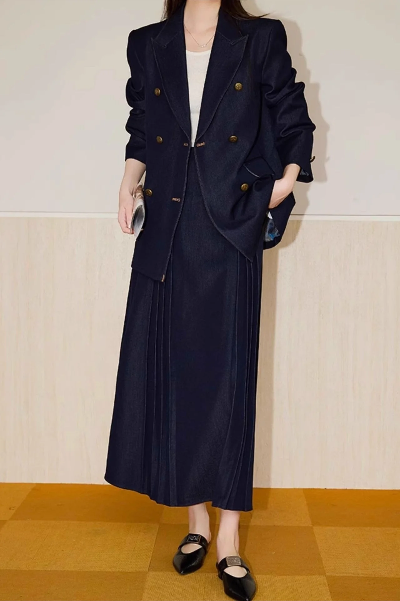 Double Breasted Twill Blazer - Image 9
