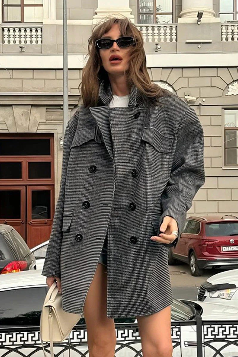 Double Breasted Wool Blazer Coat - Image 2