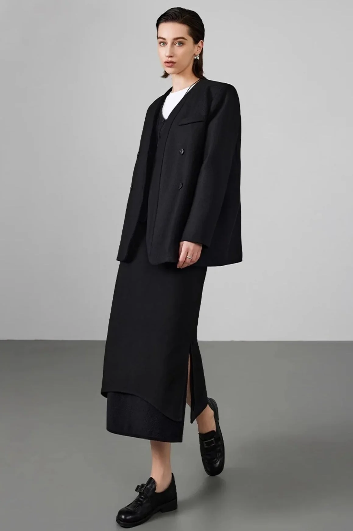Double Breasted Wool Blend Blazer - Image 4