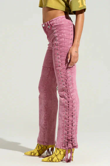 Drawstring Lace Up Denim Jeans - Image 11