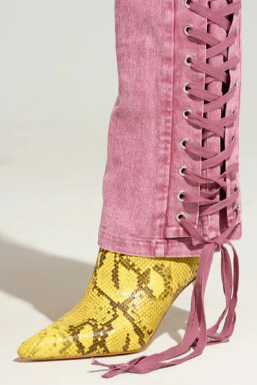 Drawstring Lace Up Denim Jeans - Image 13