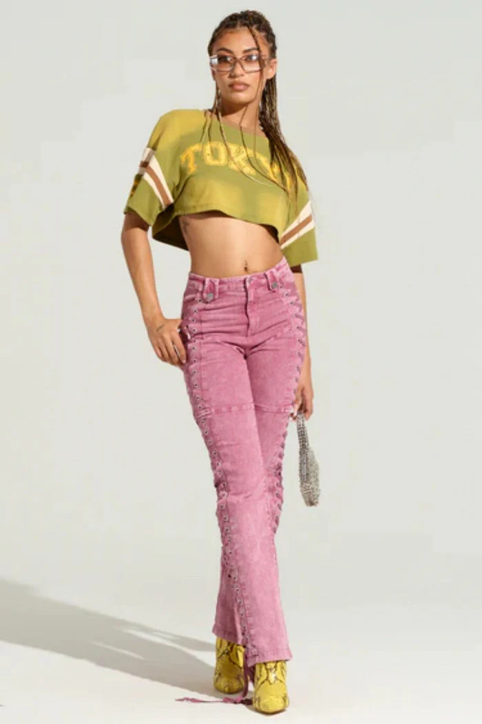 Drawstring Lace Up Denim Jeans - Image 8