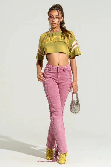 Drawstring Lace Up Denim Jeans - Image 9