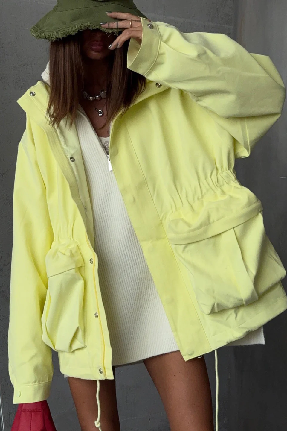 Drawstring Waist Utility Pocket Jacket - Image 7