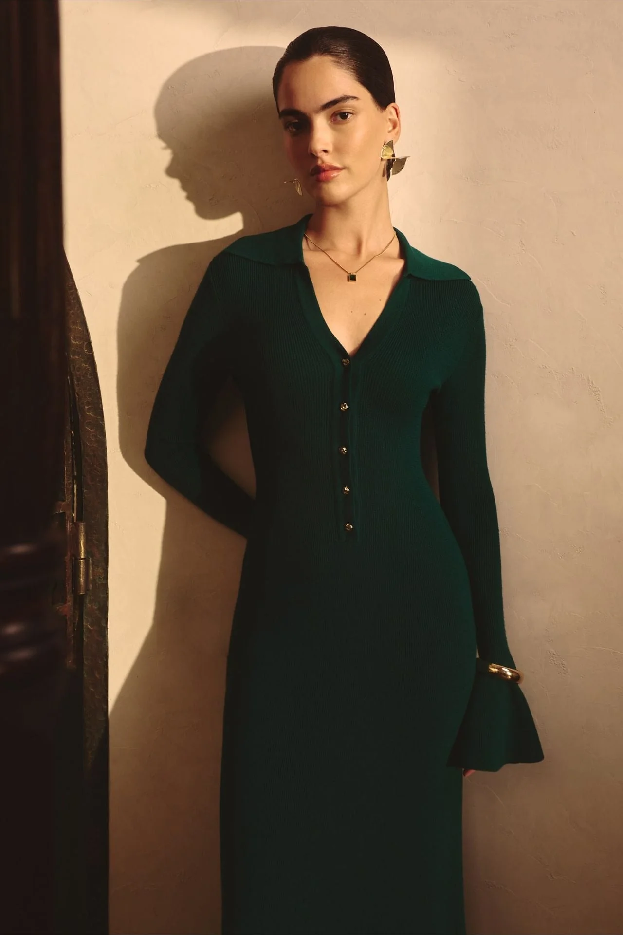 Elegant Collared Knit Sweater Dress - Image 11