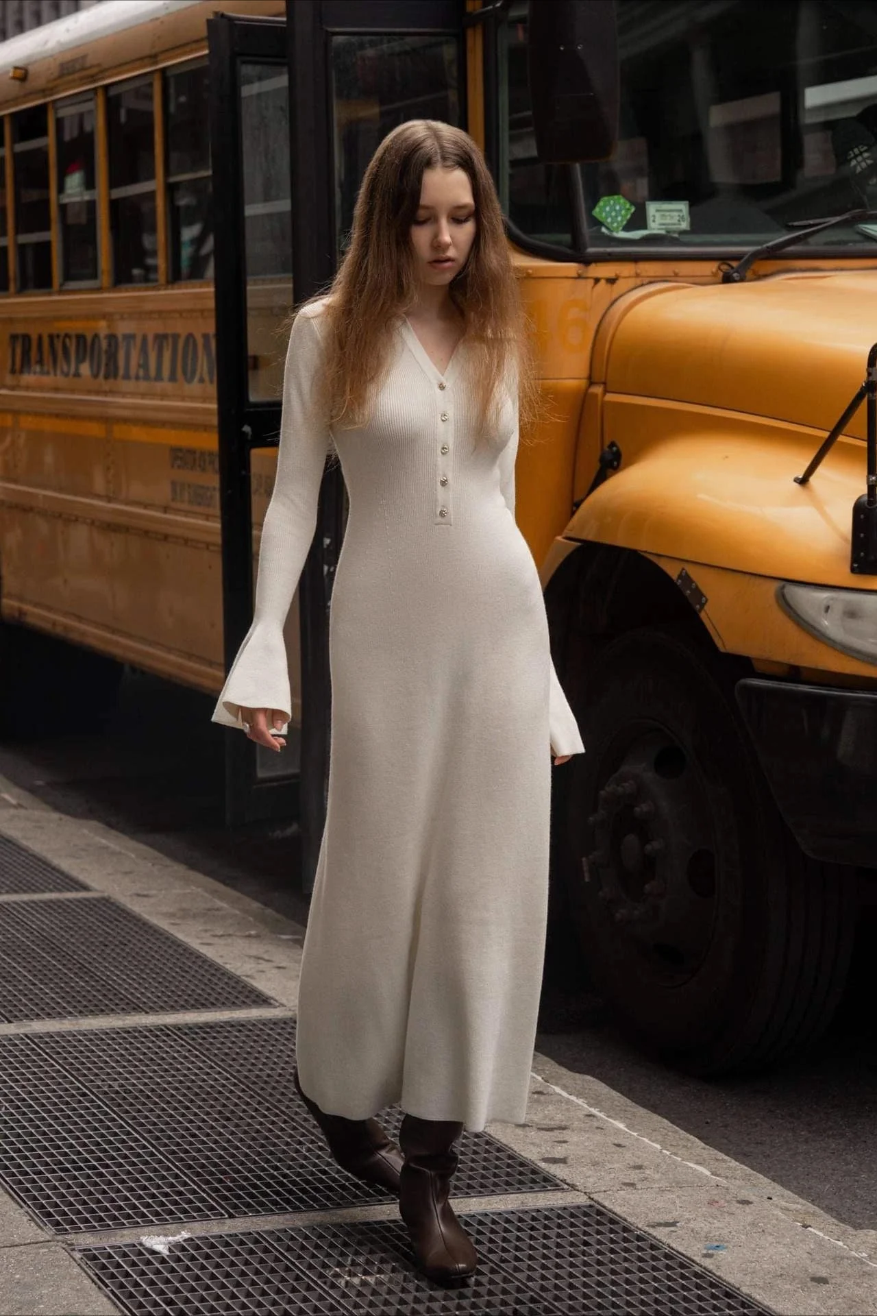 Elegant Collared Knit Sweater Dress - Image 8