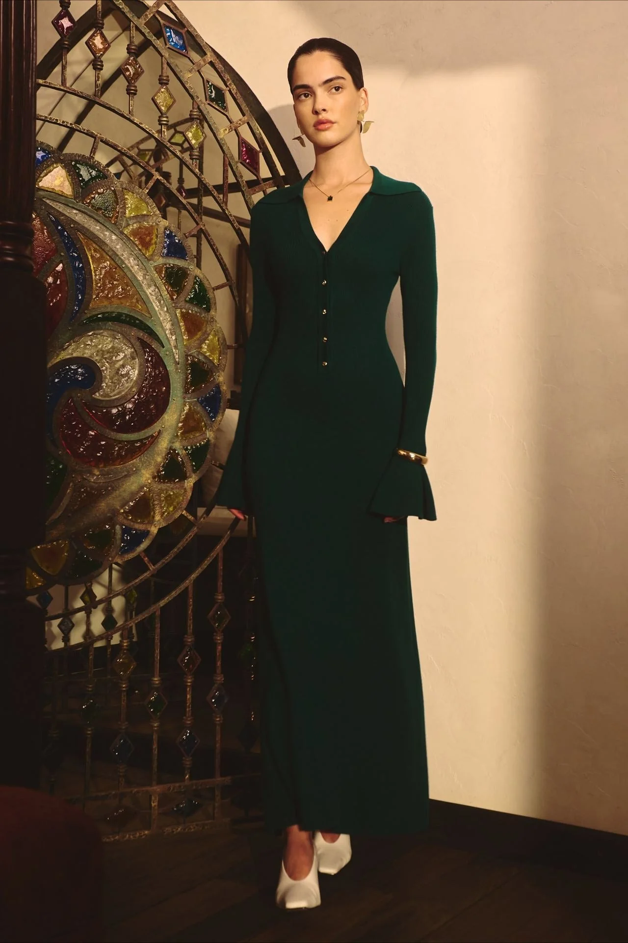 Elegant Collared Knit Sweater Dress - Image 9
