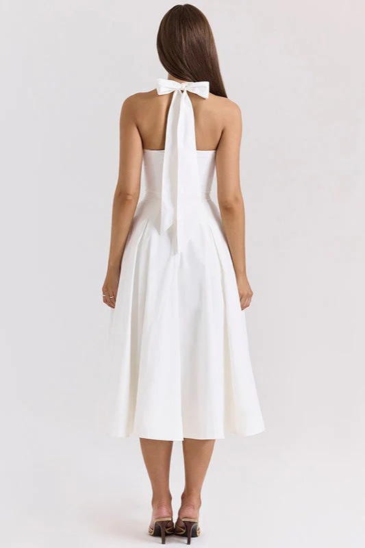 Elegant Deep V Halter Backless Maxi Party Dress - Image 3