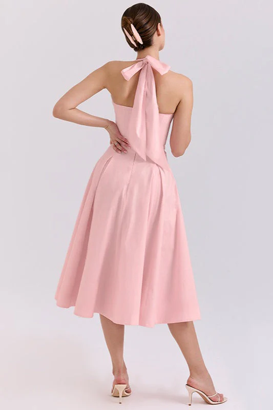 Elegant Deep V Halter Backless Maxi Party Dress - Image 6