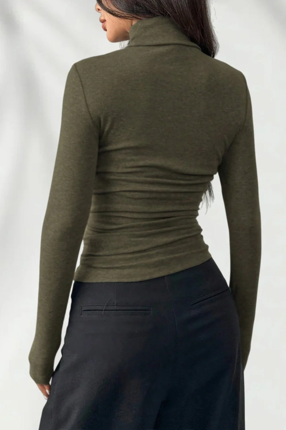 Elegant Fitted Long Sleeve Turtle Neck Knit Top - Image 7