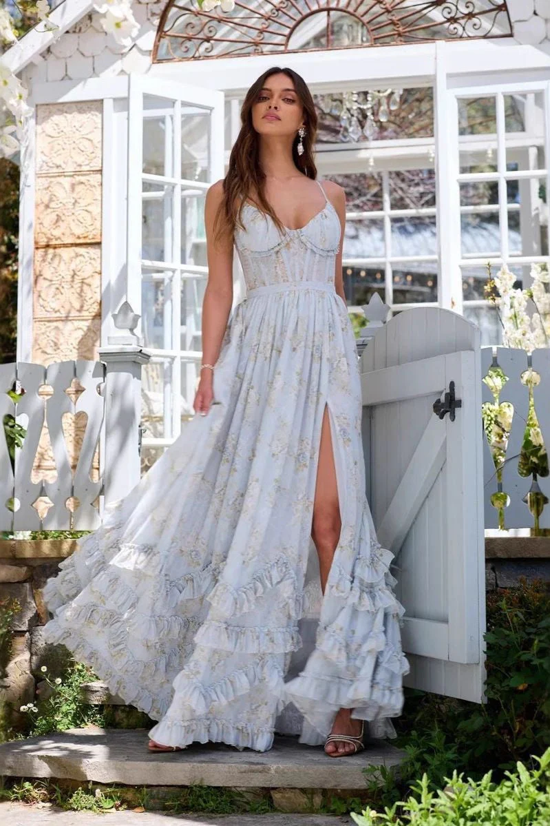 Elegant Floral Print Sleeveless Maxi Party Dress - Image 6