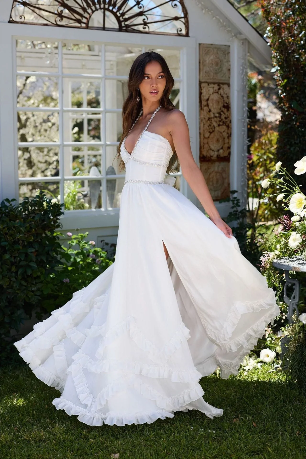 Elegant Floral Print Sleeveless Maxi Party Dress - Image 9