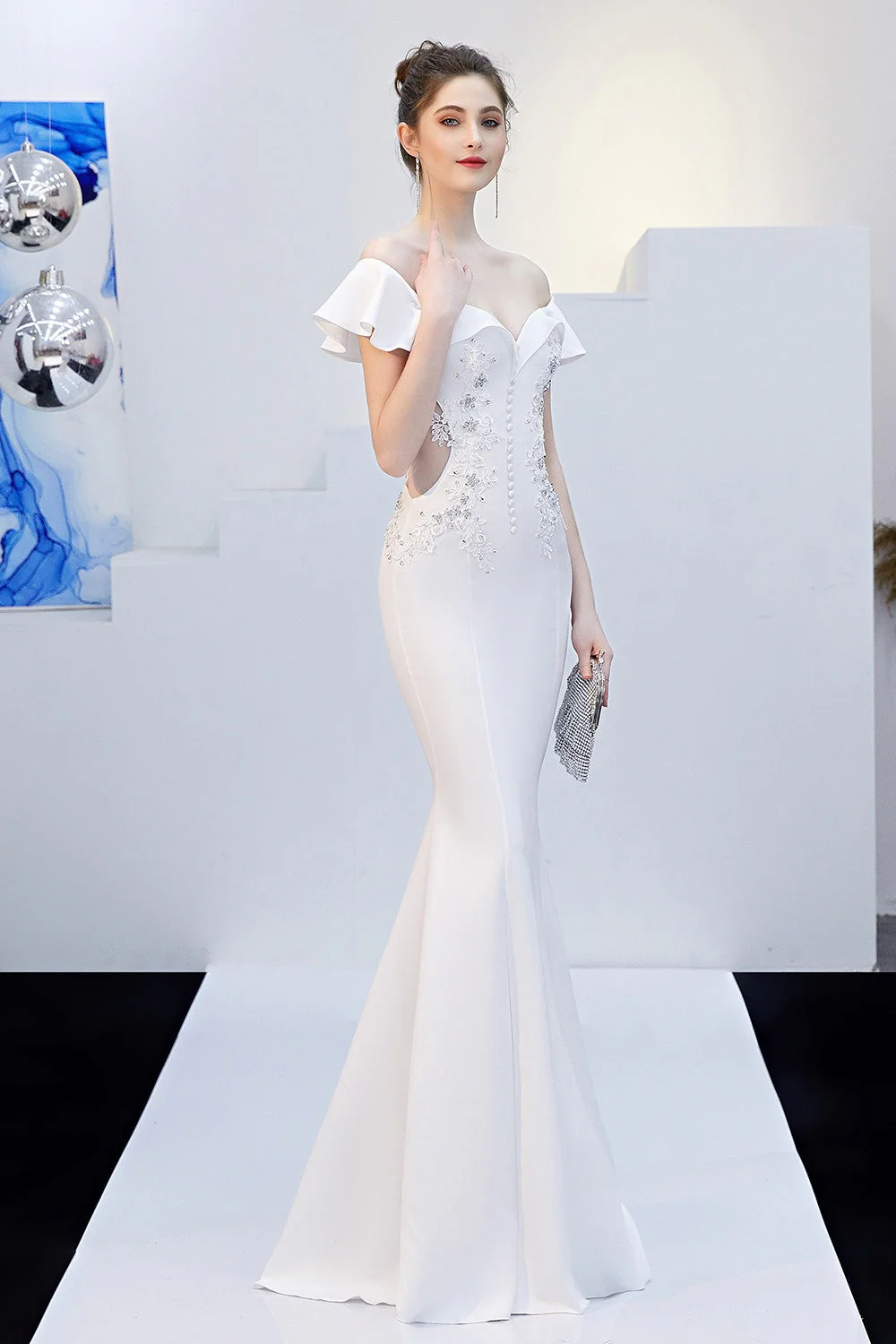 Elegant Off Shoulder Bodycon Formal Dress - Image 4