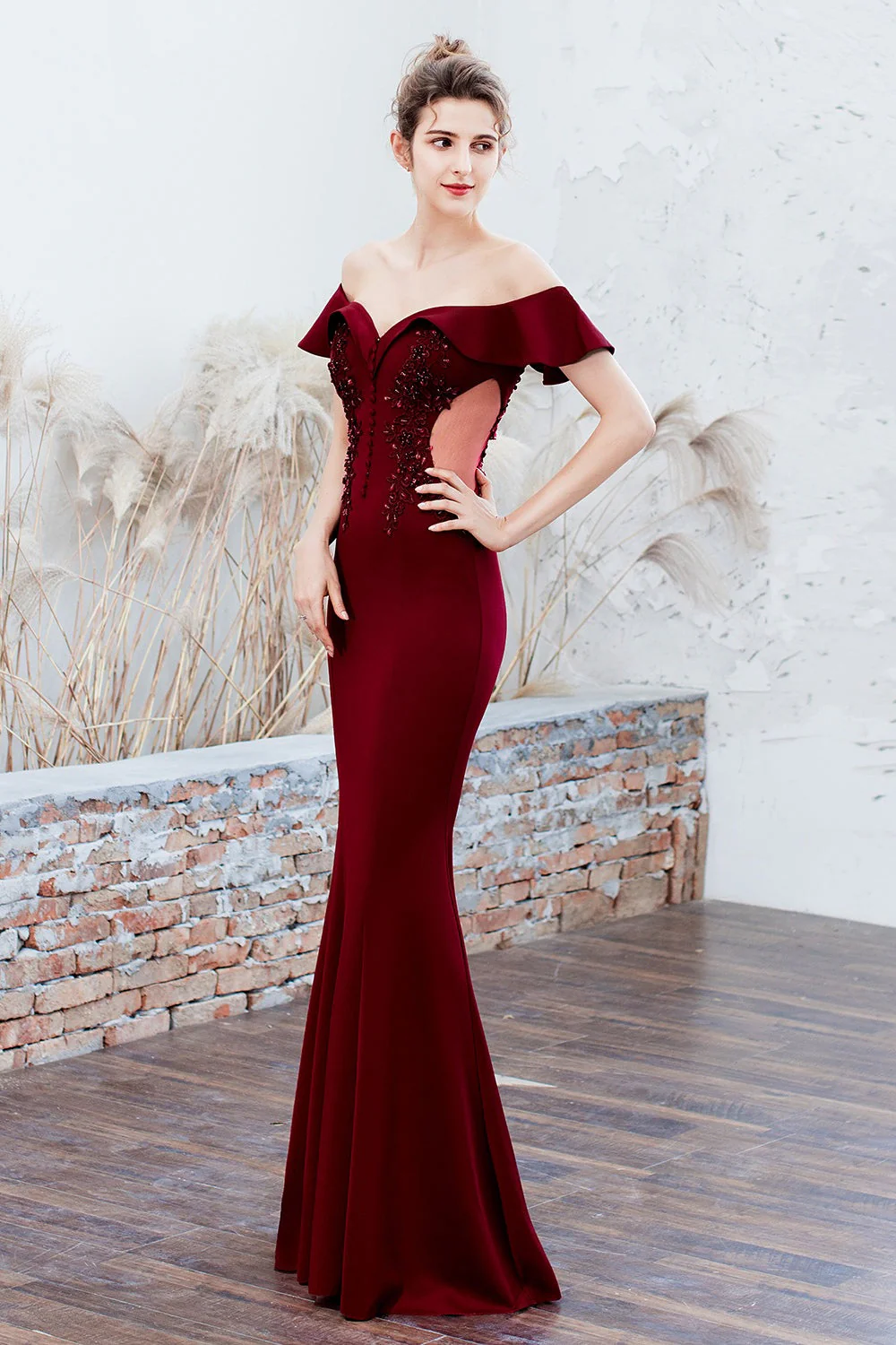 Elegant Off Shoulder Bodycon Formal Dress - Image 7