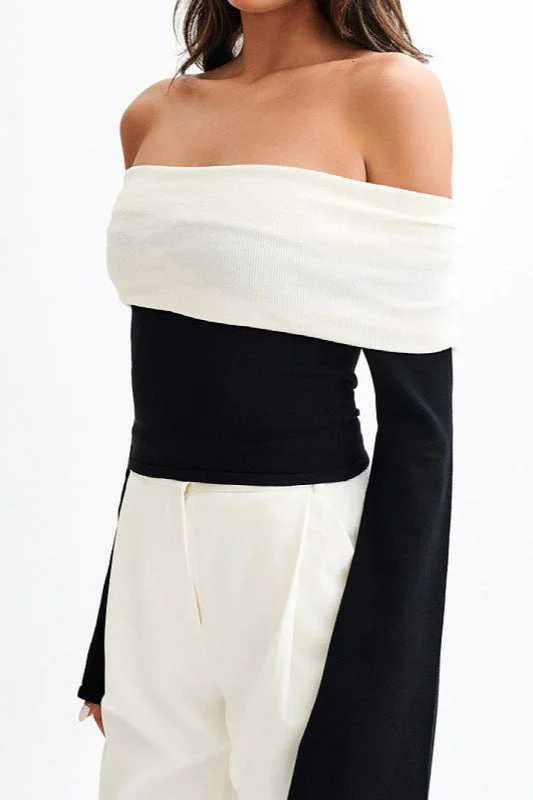 Elegant Off Shoulder Knit Sweater - Image 10