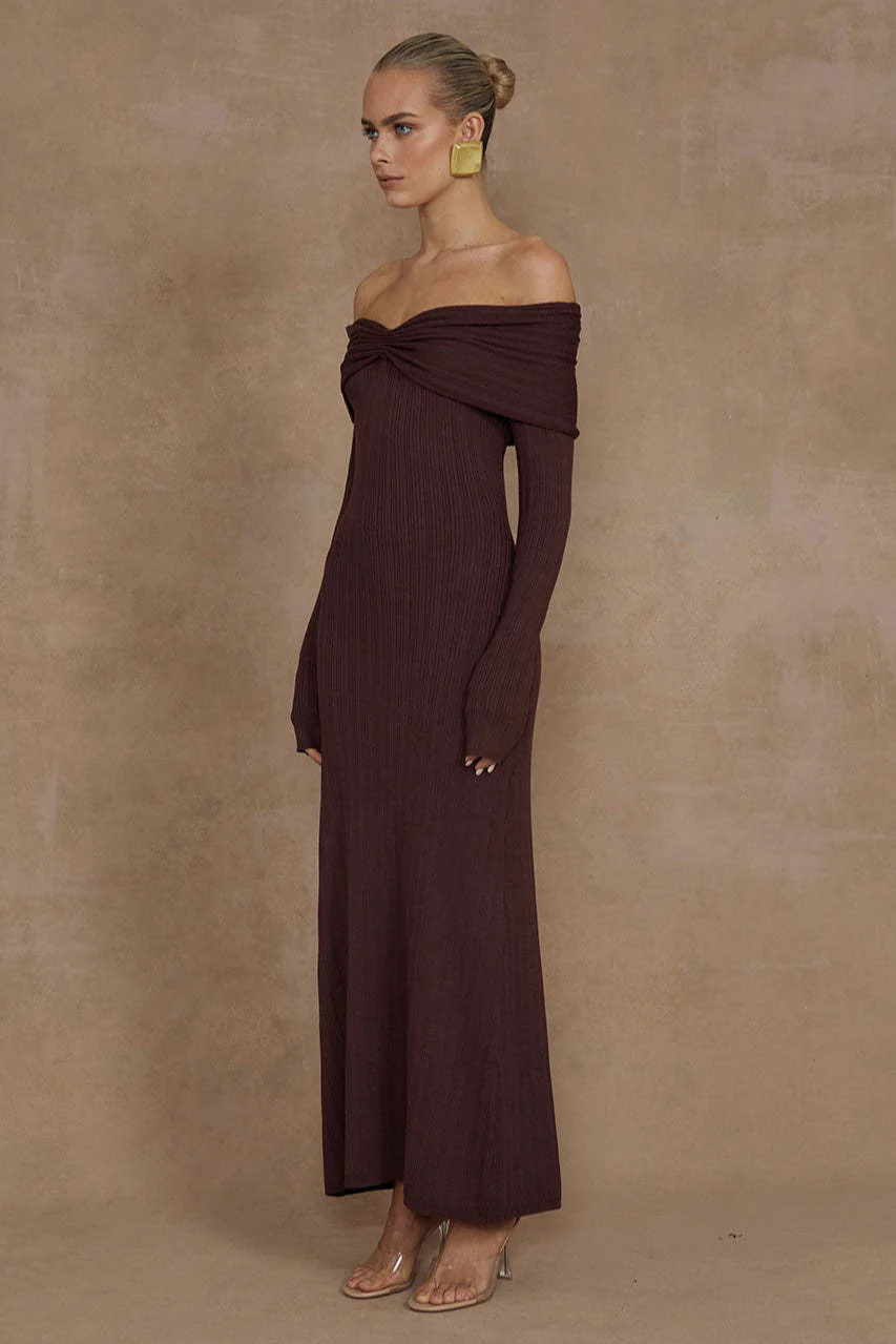 Elegant Off Shoulder Knit Sweater Dress - Image 3