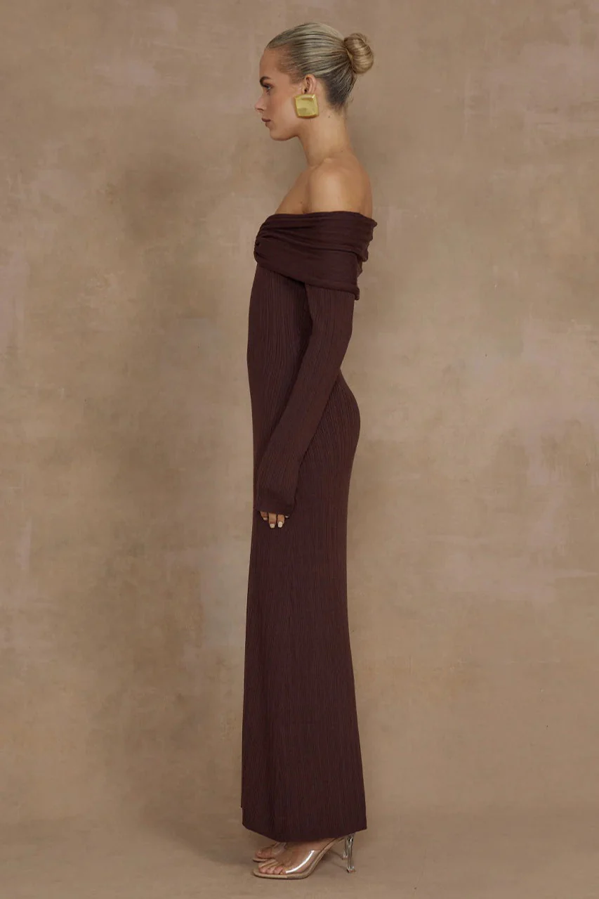 Elegant Off Shoulder Knit Sweater Dress - Image 4