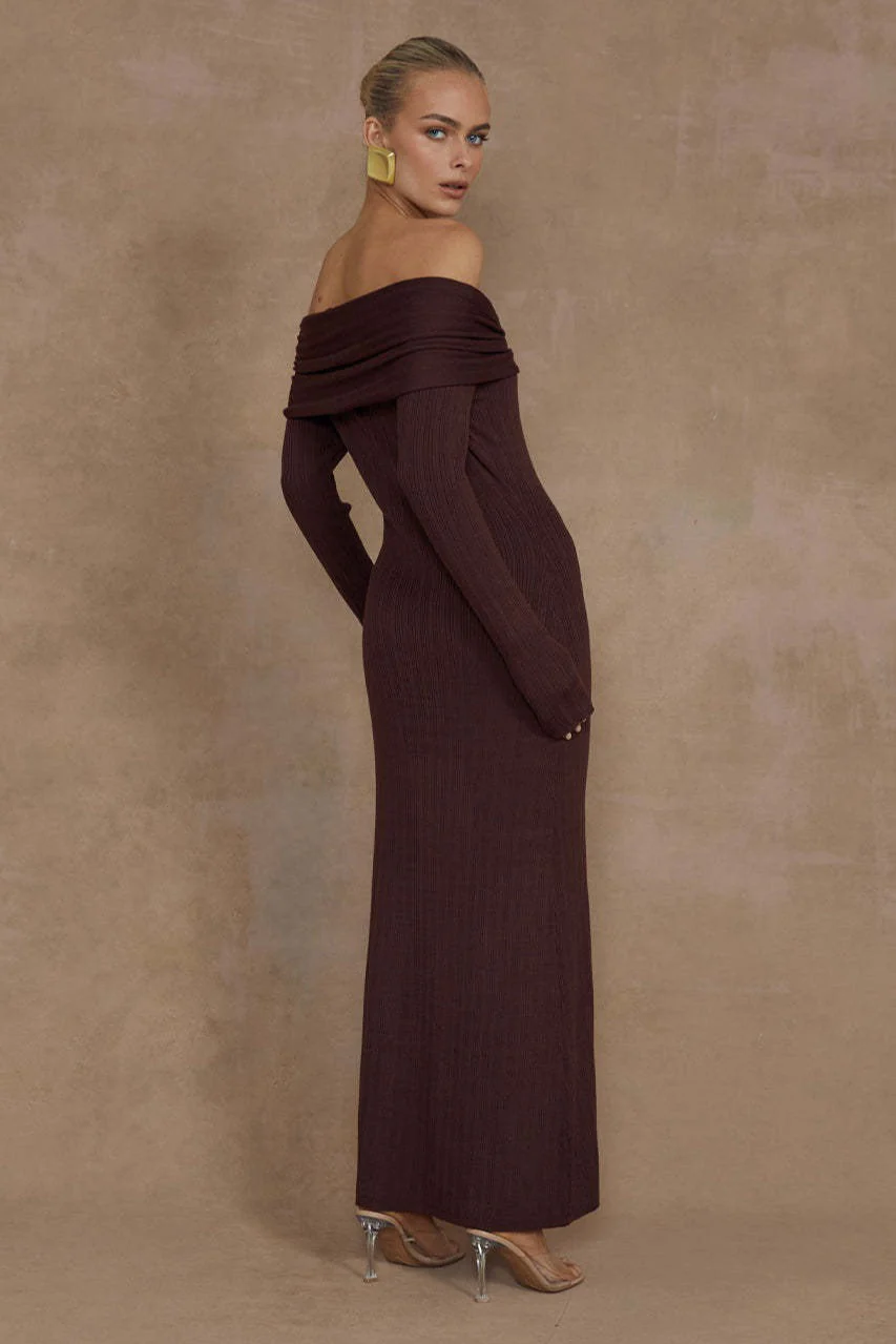 Elegant Off Shoulder Knit Sweater Dress - Image 6