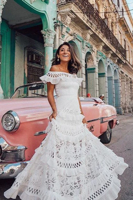 Elegant One-Shoulder Ruffle Boho Dress - Image 2