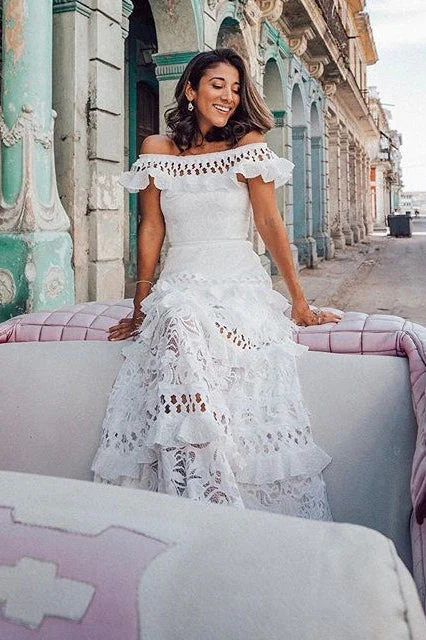 Elegant One-Shoulder Ruffle Boho Dress - Image 3