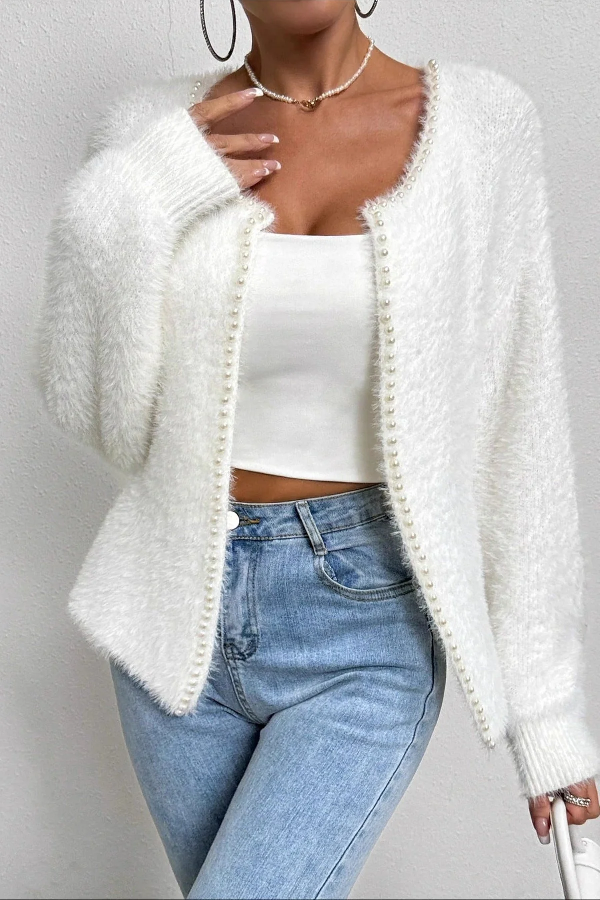 Elegant Pearl V-Neck Knit Sweate - Image 14