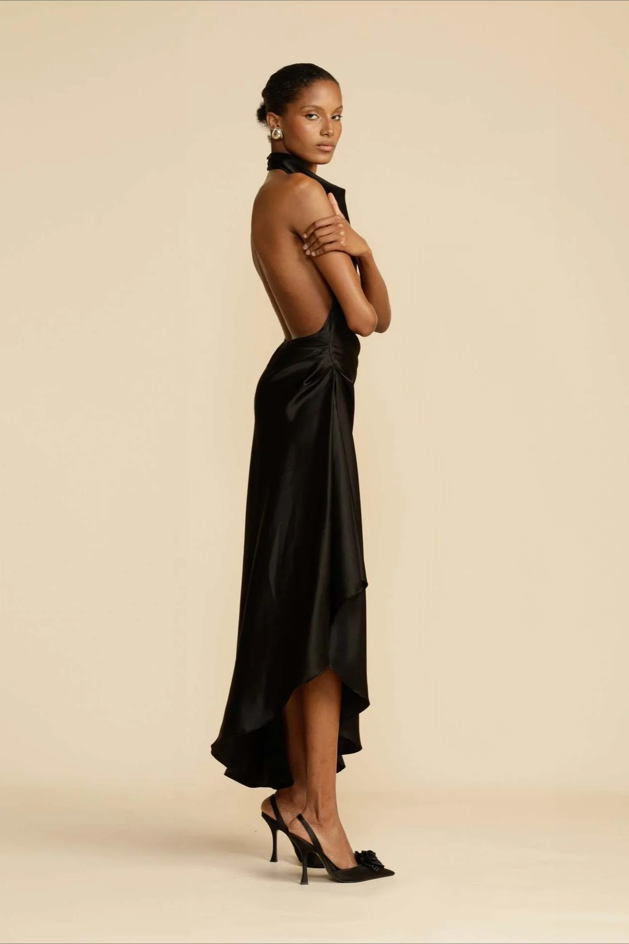 Elegant Satin Slit Backless Party Dress - Image 11