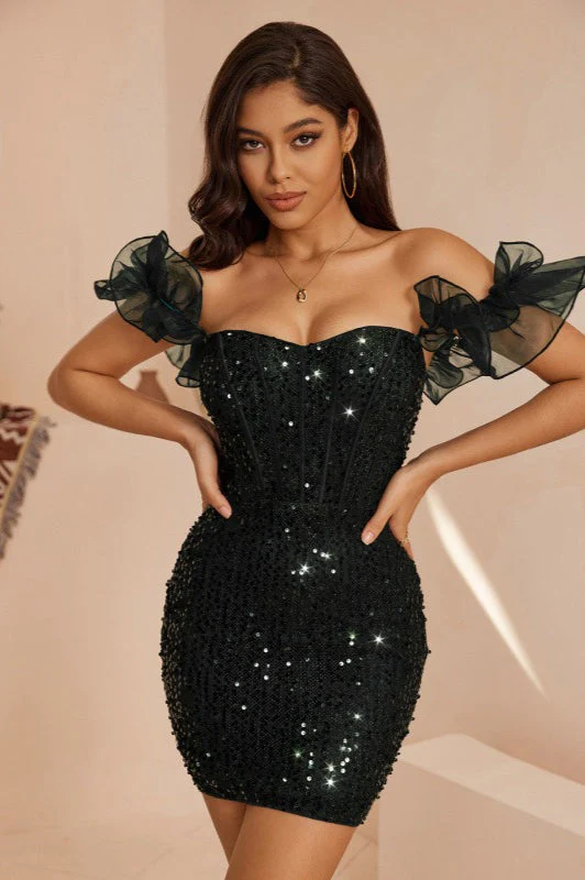 Elegant Sequin Evening Mini Party Dress - Image 5