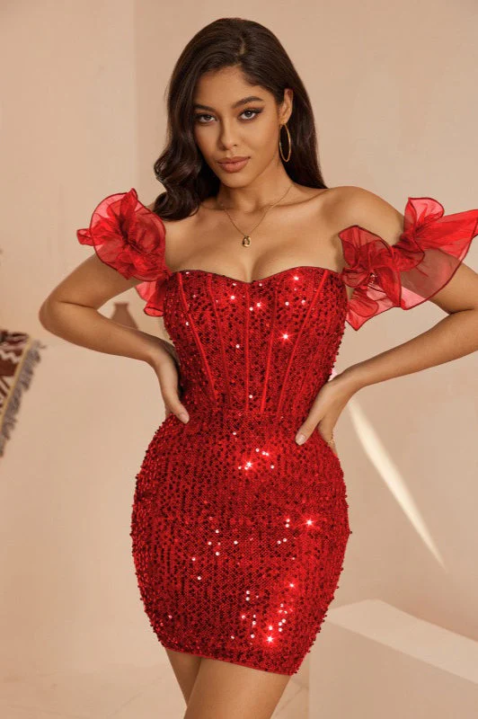Elegant Sequin Evening Mini Party Dress - Image 7