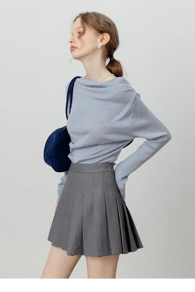 Elegant Slit Neck Tied Waist Knit Top - Image 10