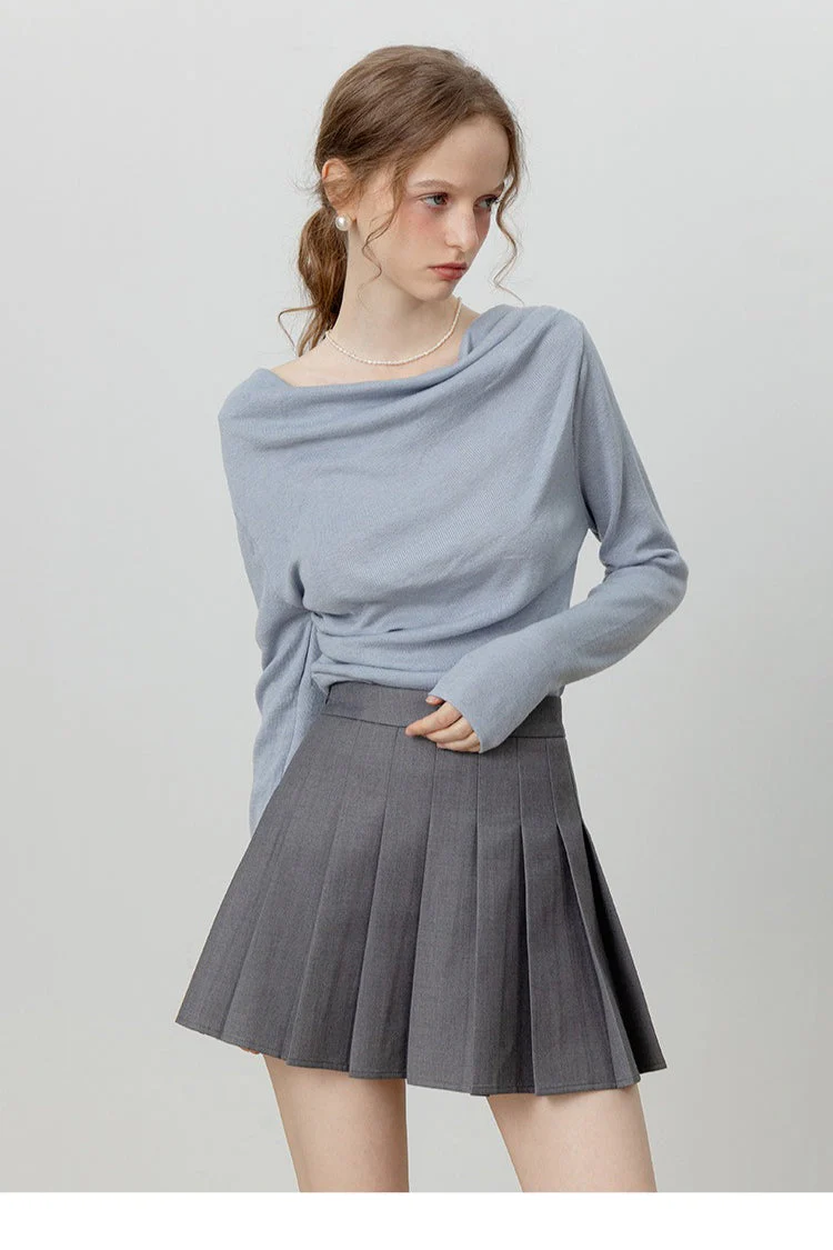 Elegant Slit Neck Tied Waist Knit Top - Image 11