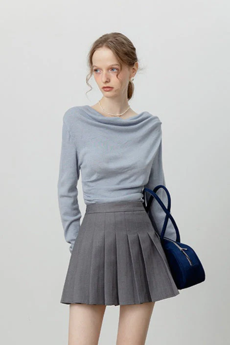 Elegant Slit Neck Tied Waist Knit Top - Image 7