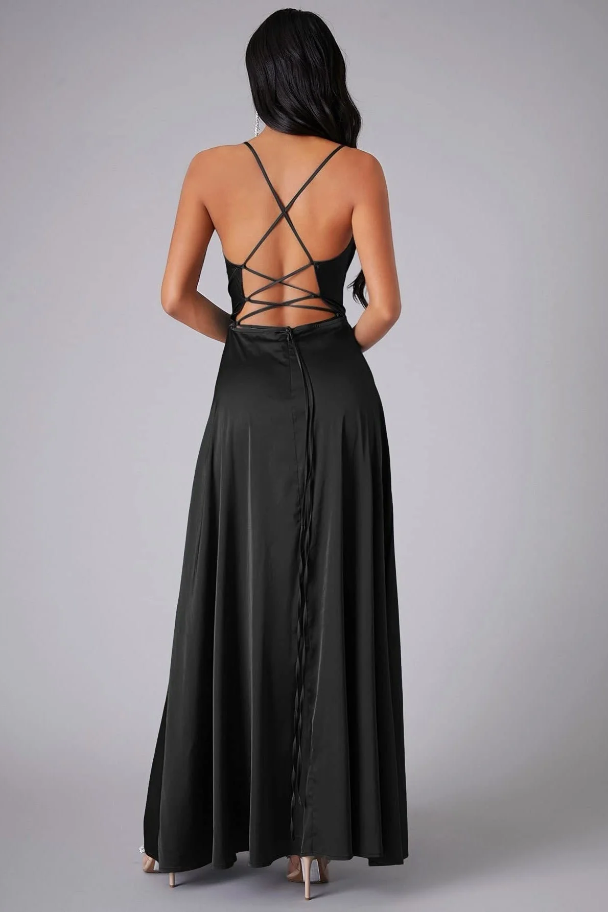 Elegant Spaghetti Strap Ruched Formal Dress - Image 2