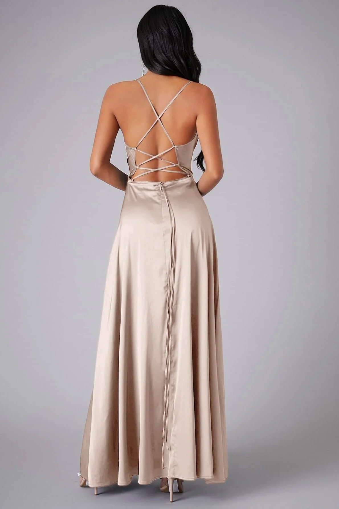 Elegant Spaghetti Strap Ruched Formal Dress - Image 4