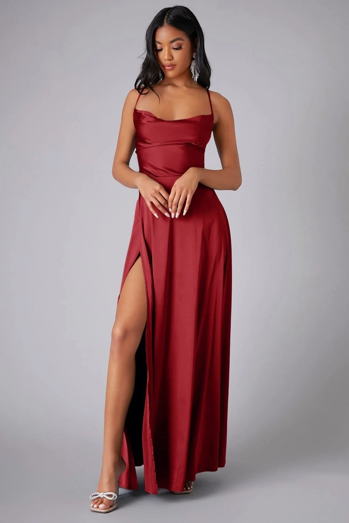Elegant Spaghetti Strap Ruched Formal Dress - Image 8