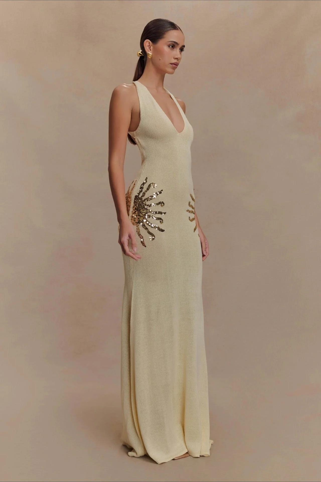 Elegant U Neck Solid Sweater Dress - Image 2
