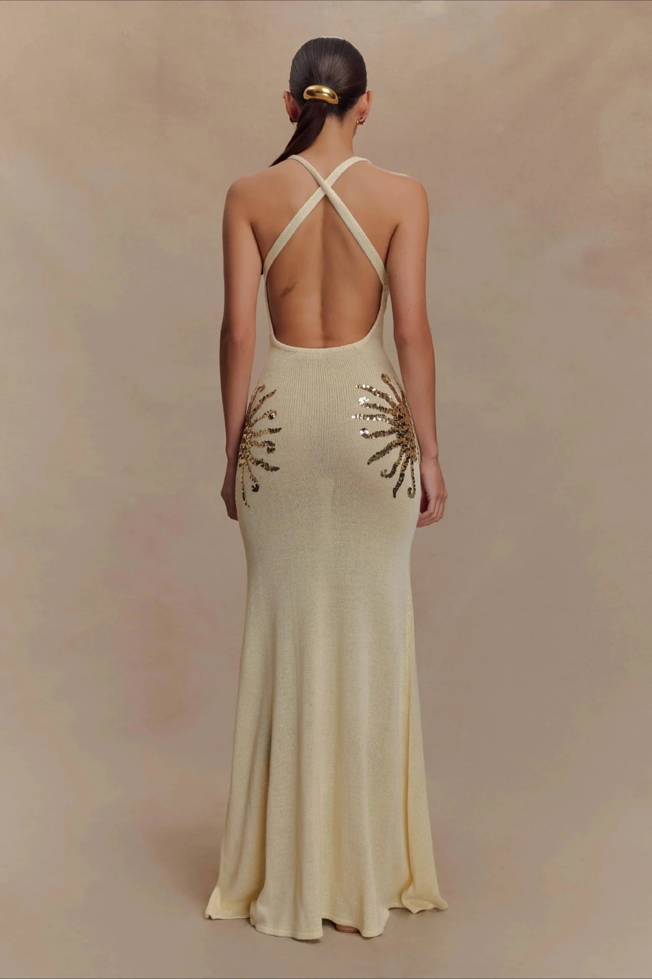 Elegant U Neck Solid Sweater Dress - Image 3
