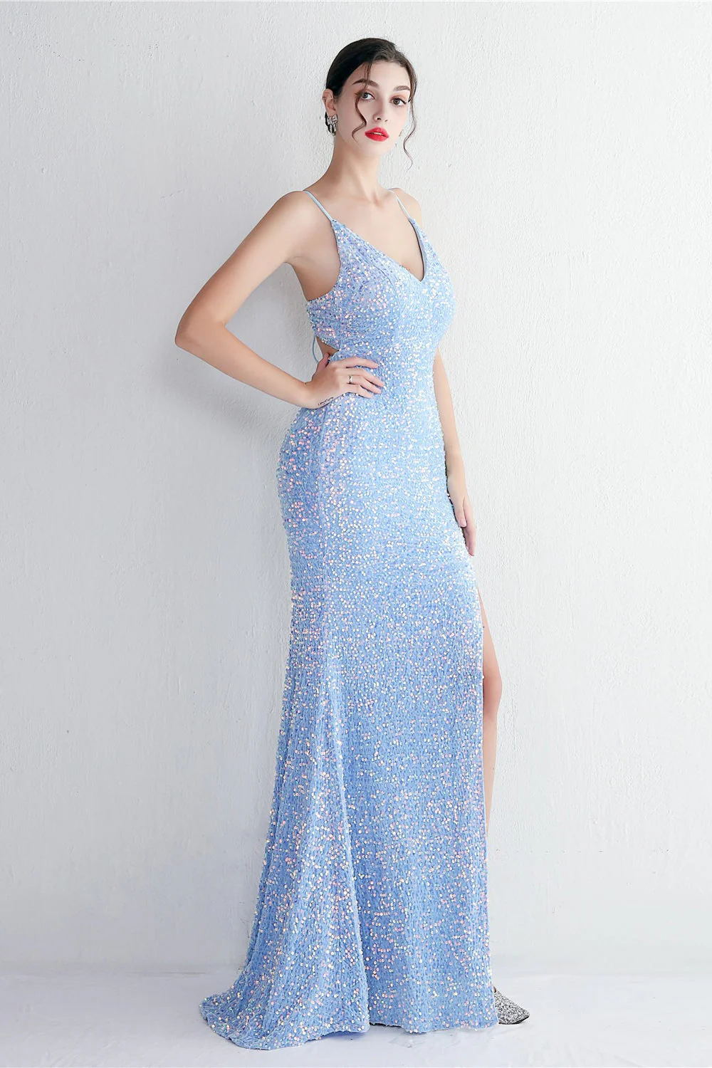 Elegant Velvet Sequin Party Dress - Image 3