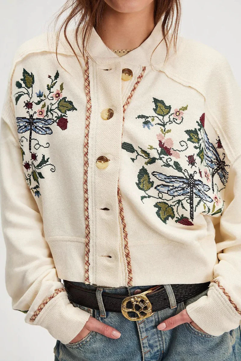 Embroidered Floral Cardigan - Image 2