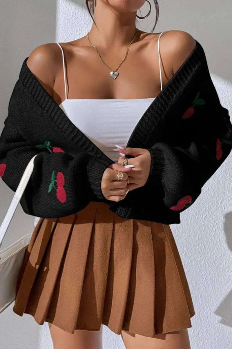 Embroidered Knit Open Front Sweater - Image 11