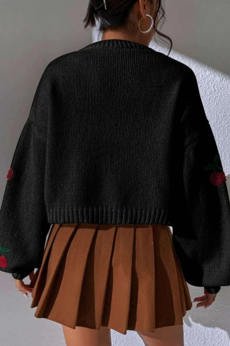 Embroidered Knit Open Front Sweater - Image 13