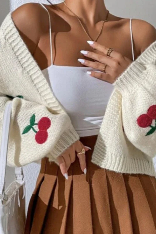 Embroidered Knit Open Front Sweater - Image 27